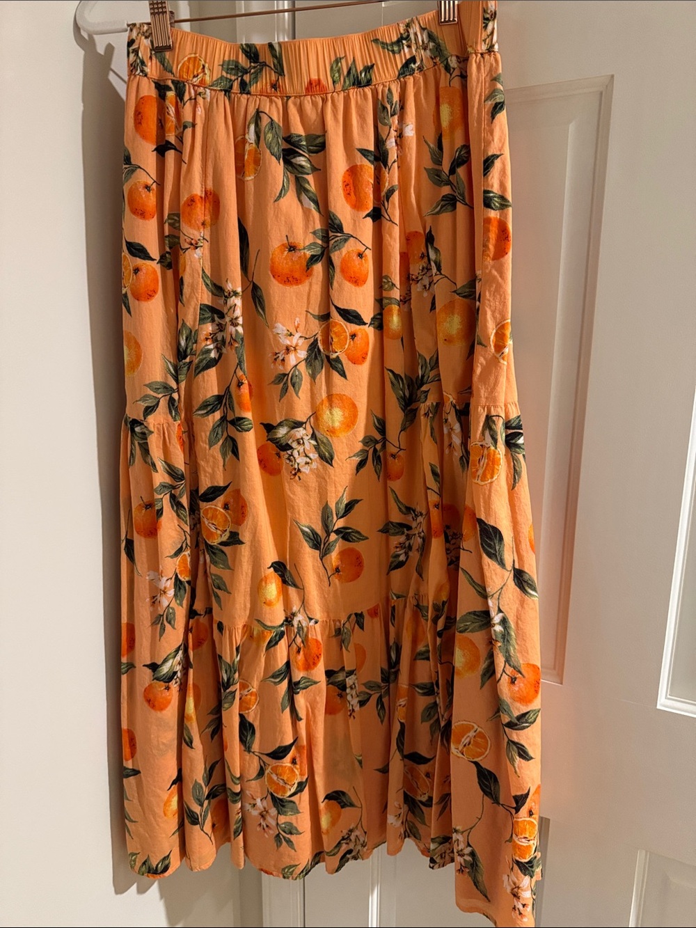 LOFT Peach-Orange Floral Maxi Skirt